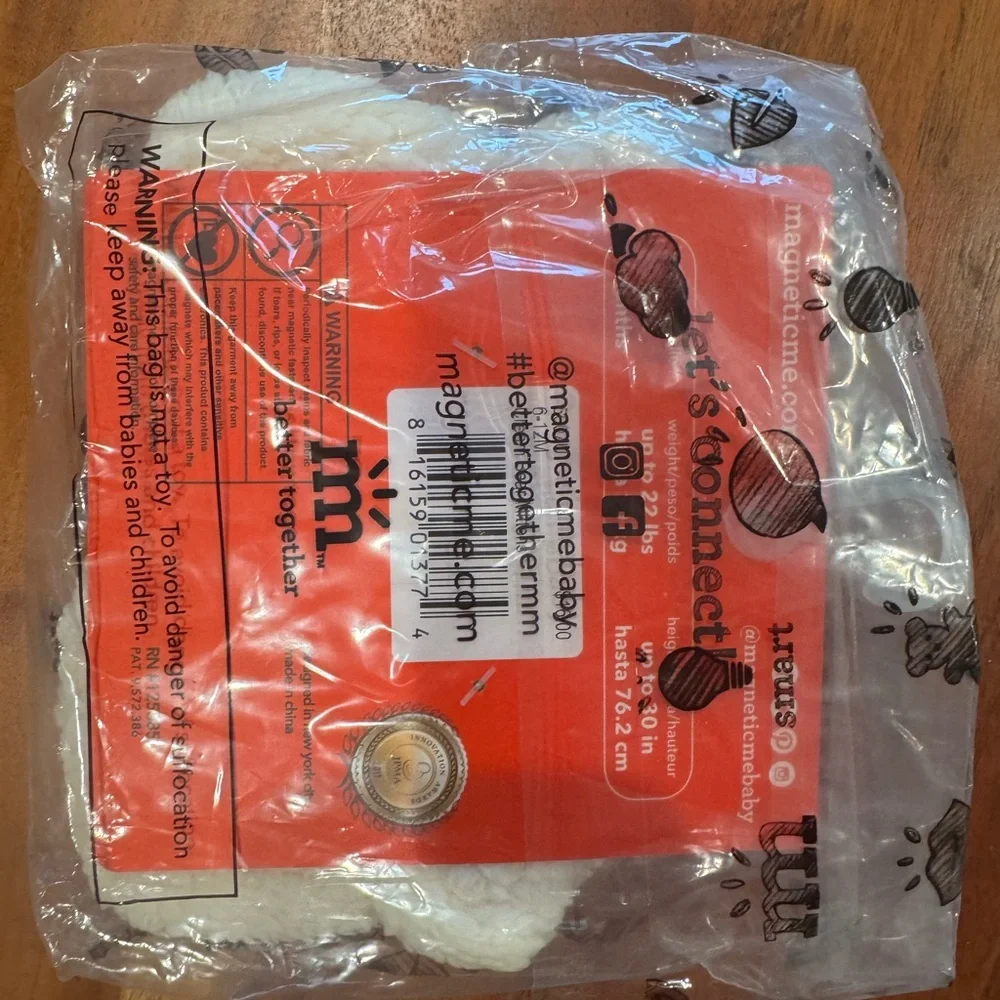 Magnetic Me Cream Baby Bear Mittens with Red Label